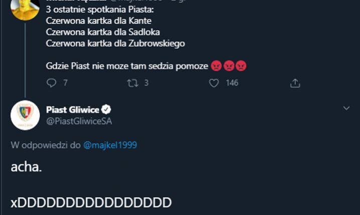 Tak Piast Gliwice ODPOWIADA na Twitterze! :D